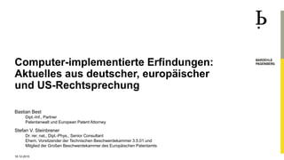 Softwarepatente (Computer-Implementierte Erfindungen): Aktuelles Aus …