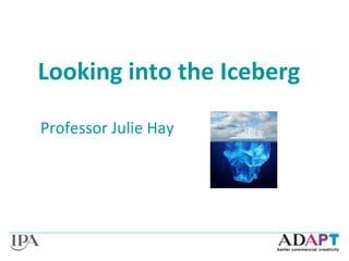 Looking into the Iceberg
Professor Julie Hay
 