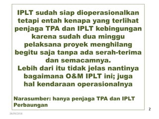 limbah tinja; Iplt di tpa perbaungan sergai Sumut | PDF