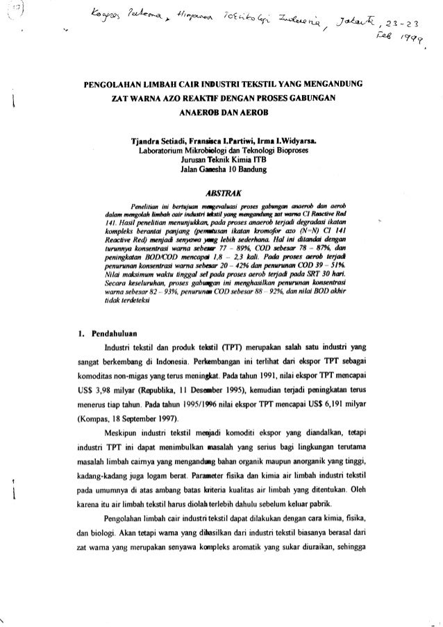 Ipal zat warna azo reaktif secara an aerob
