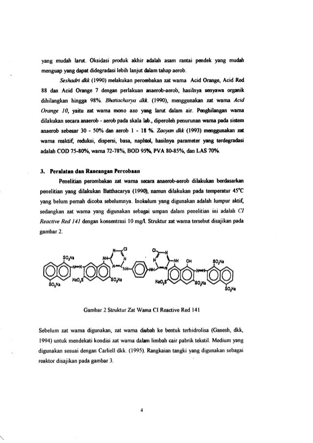 Ipal zat warna azo reaktif secara an aerob