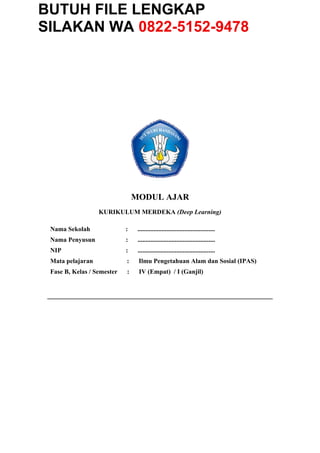 Modul Ajar Deep Learning IPAS Kelas 4 SD Terbaru 2025 | DOCX