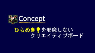 Concept
ひらめき💡を邪魔しない
クリエイティブボード
 