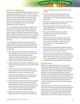 The iPass 2012 Mobile Workforce Report ©2012 iPass Inc. 3
Executive Summary
This quarter’s iPass Mobile Workforce Report e...