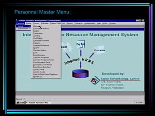 Personnel Master Menu: 