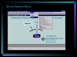 Bonus Reports Menu: 