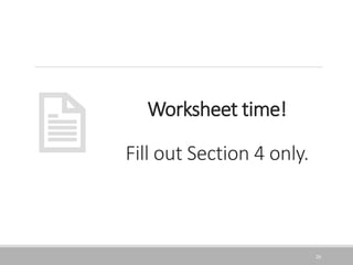 Worksheet time!
Fill out Section 4 only.
26
 