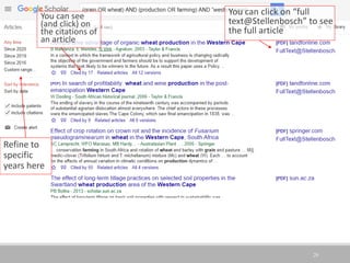 29
Refine to
specific
years here
You can click on “full
text@Stellenbosch” to see
the full article
You can see
(and click) on
the citations of
an article
 