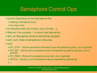 53© 2010-15 SysPlay Workshops <workshop@sysplay.in>
All Rights Reserved.
Semaphore Control Ops
Control Operations on the S...