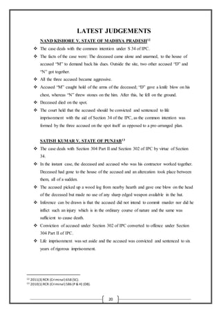 Indian Penal Code : Muder Case Critical Analysis | DOCX