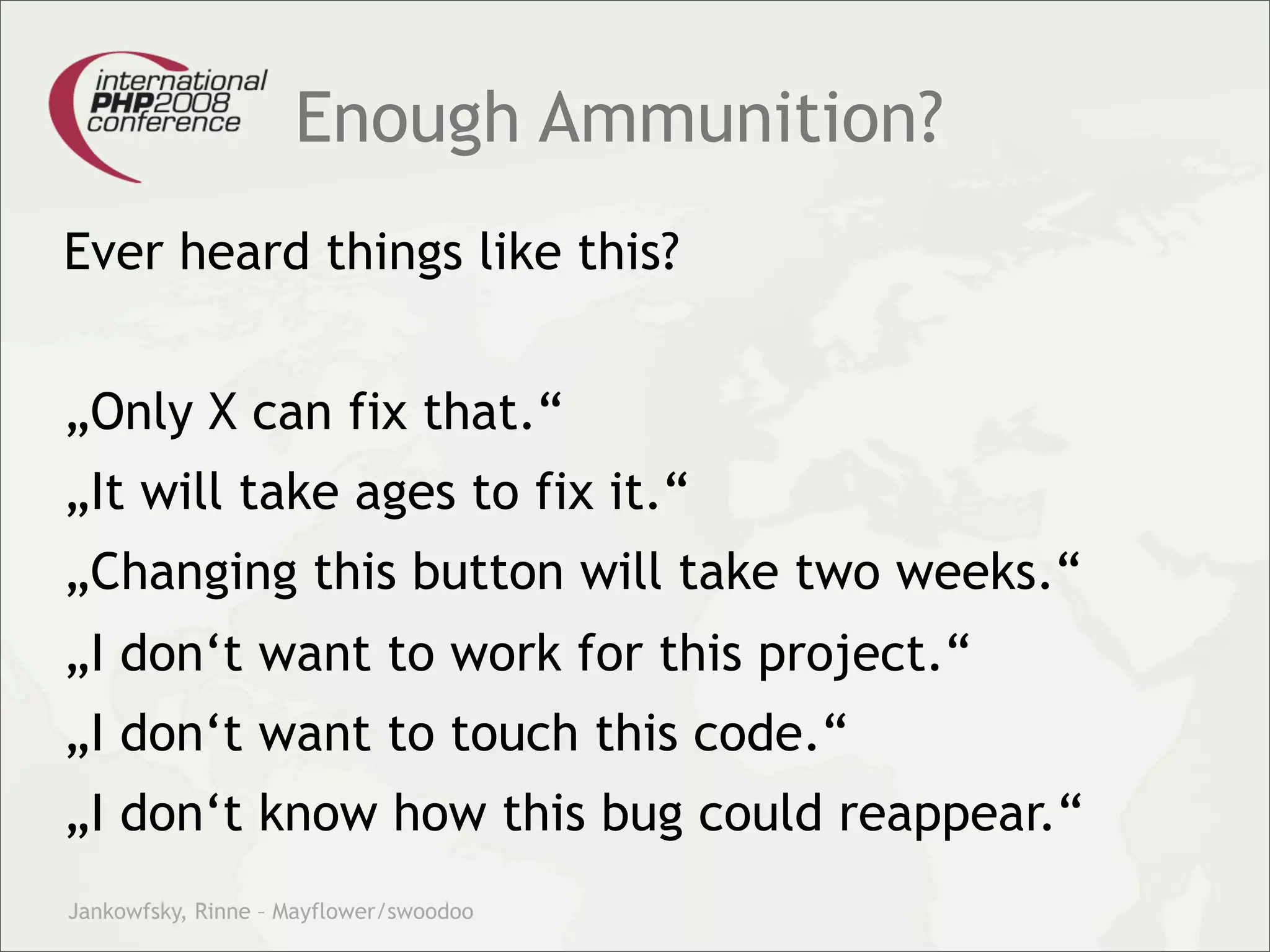 Theory and practice – migrating your legacy code into our modern test driven development world.