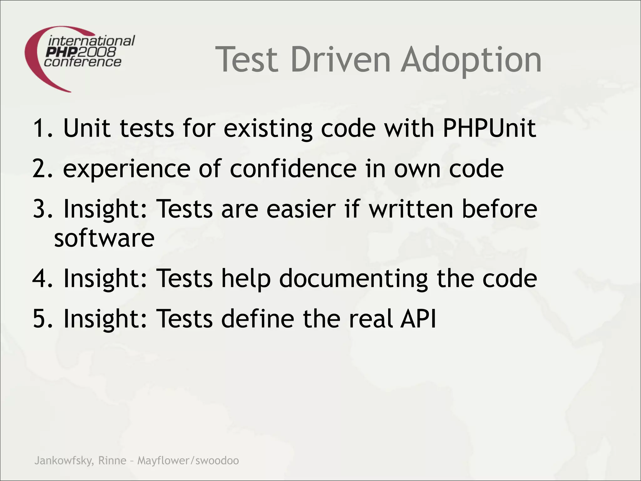 Theory and practice – migrating your legacy code into our modern test driven development world.