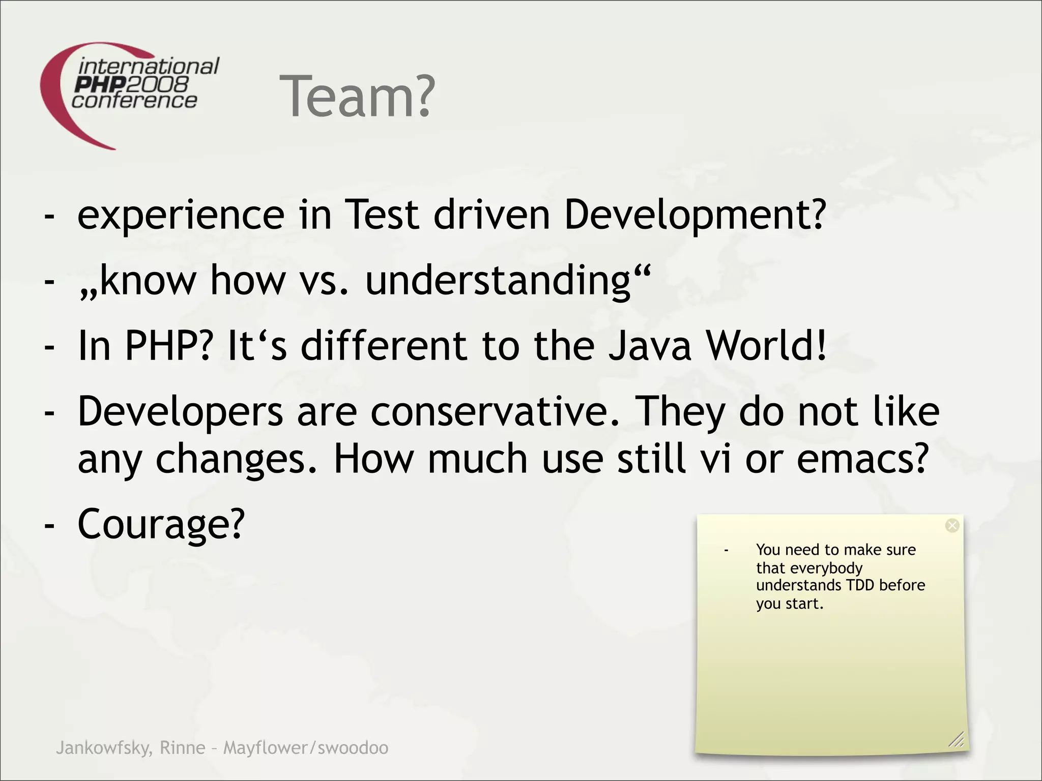 Theory and practice – migrating your legacy code into our modern test driven development world.