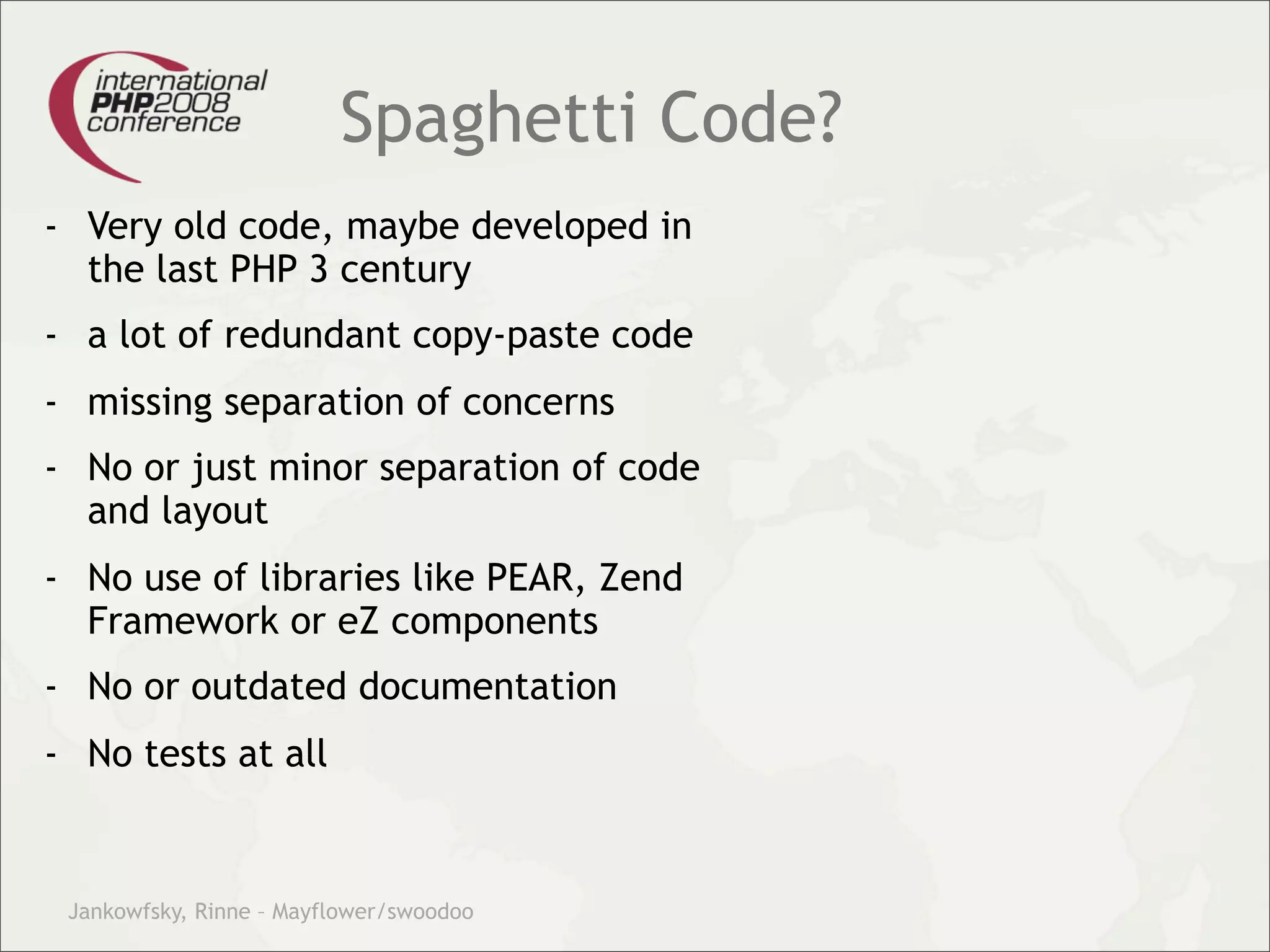 Theory and practice – migrating your legacy code into our modern test driven development world.