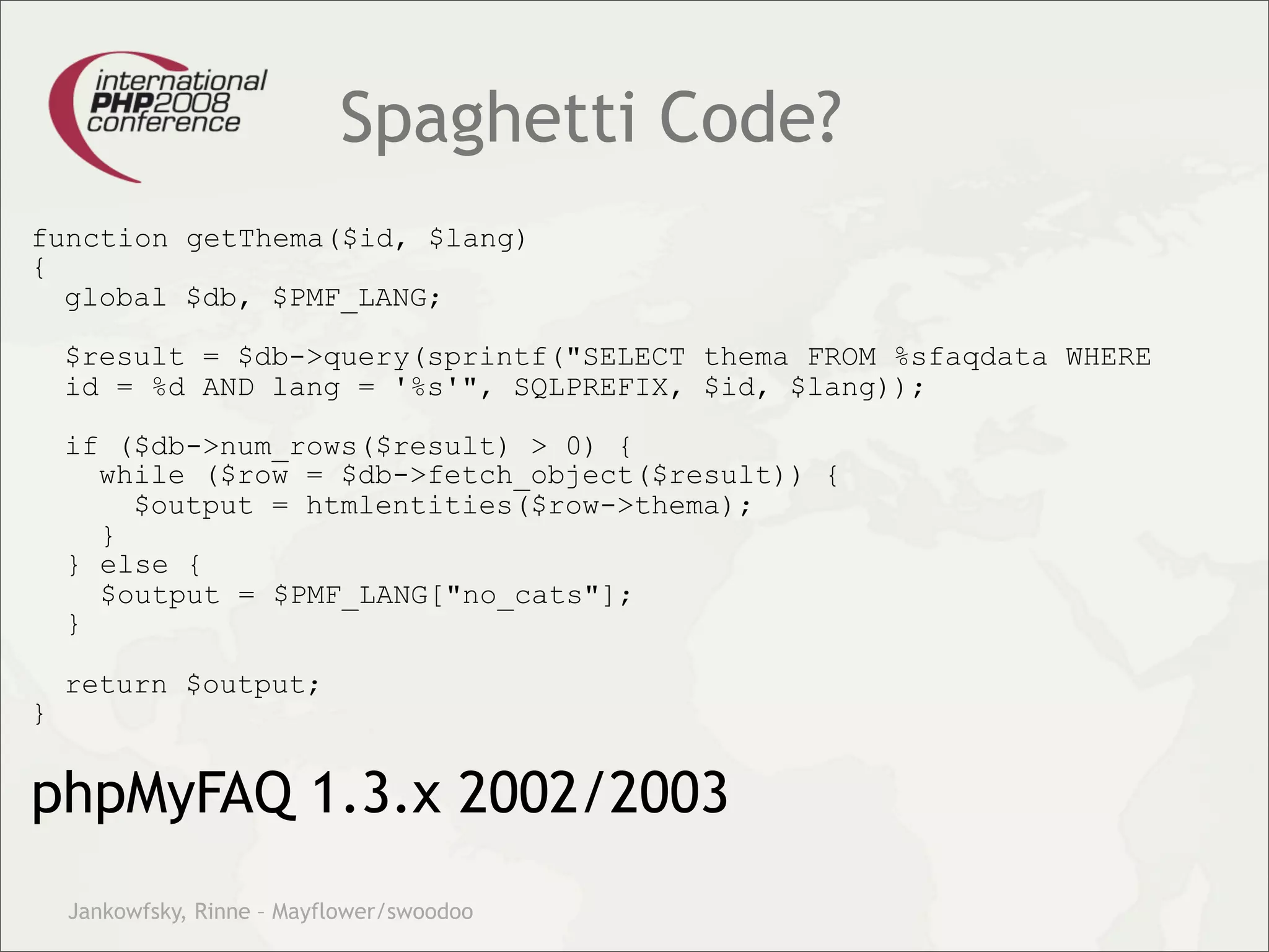 Theory and practice – migrating your legacy code into our modern test driven development world.