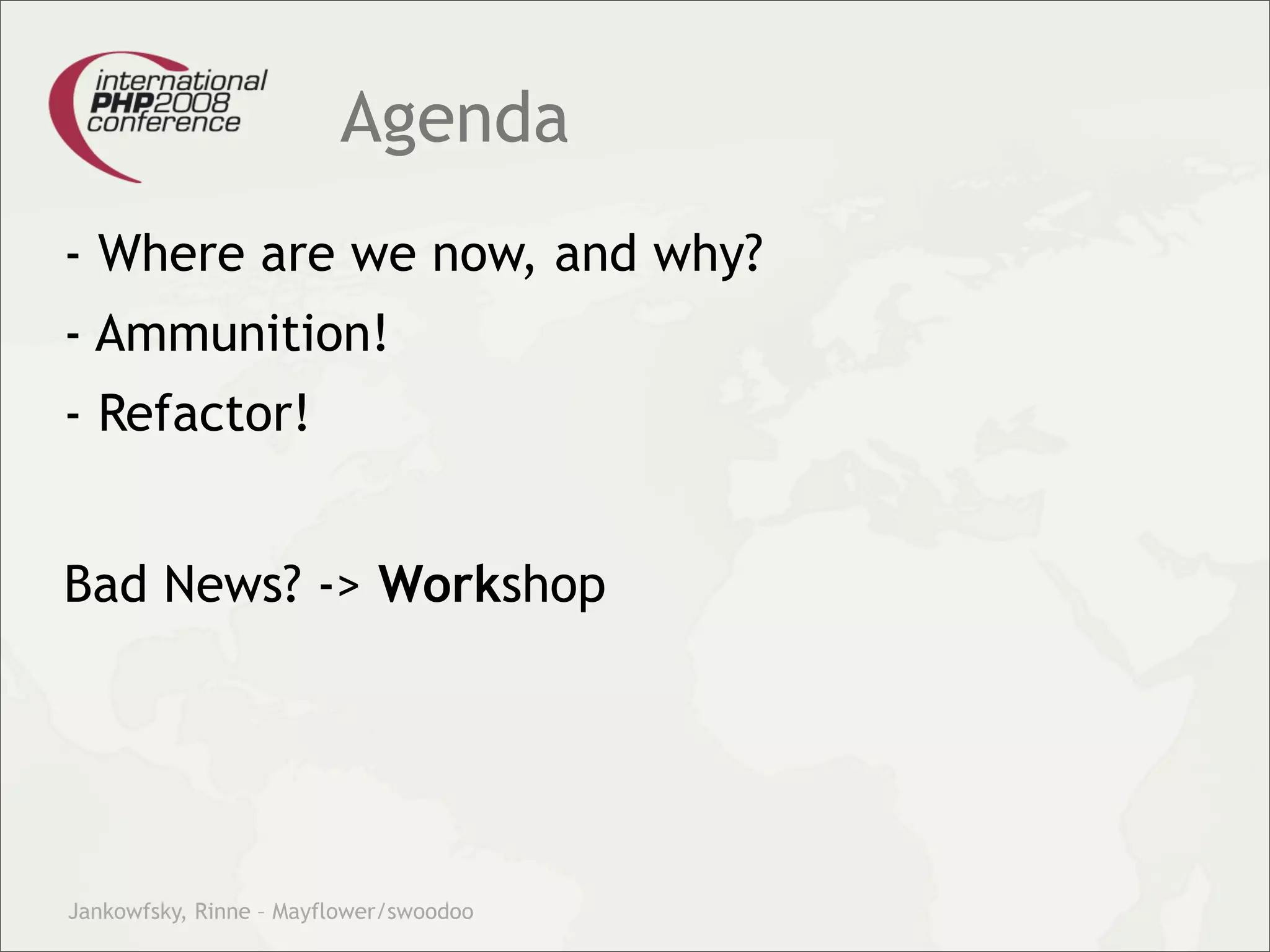 Theory and practice – migrating your legacy code into our modern test driven development world.