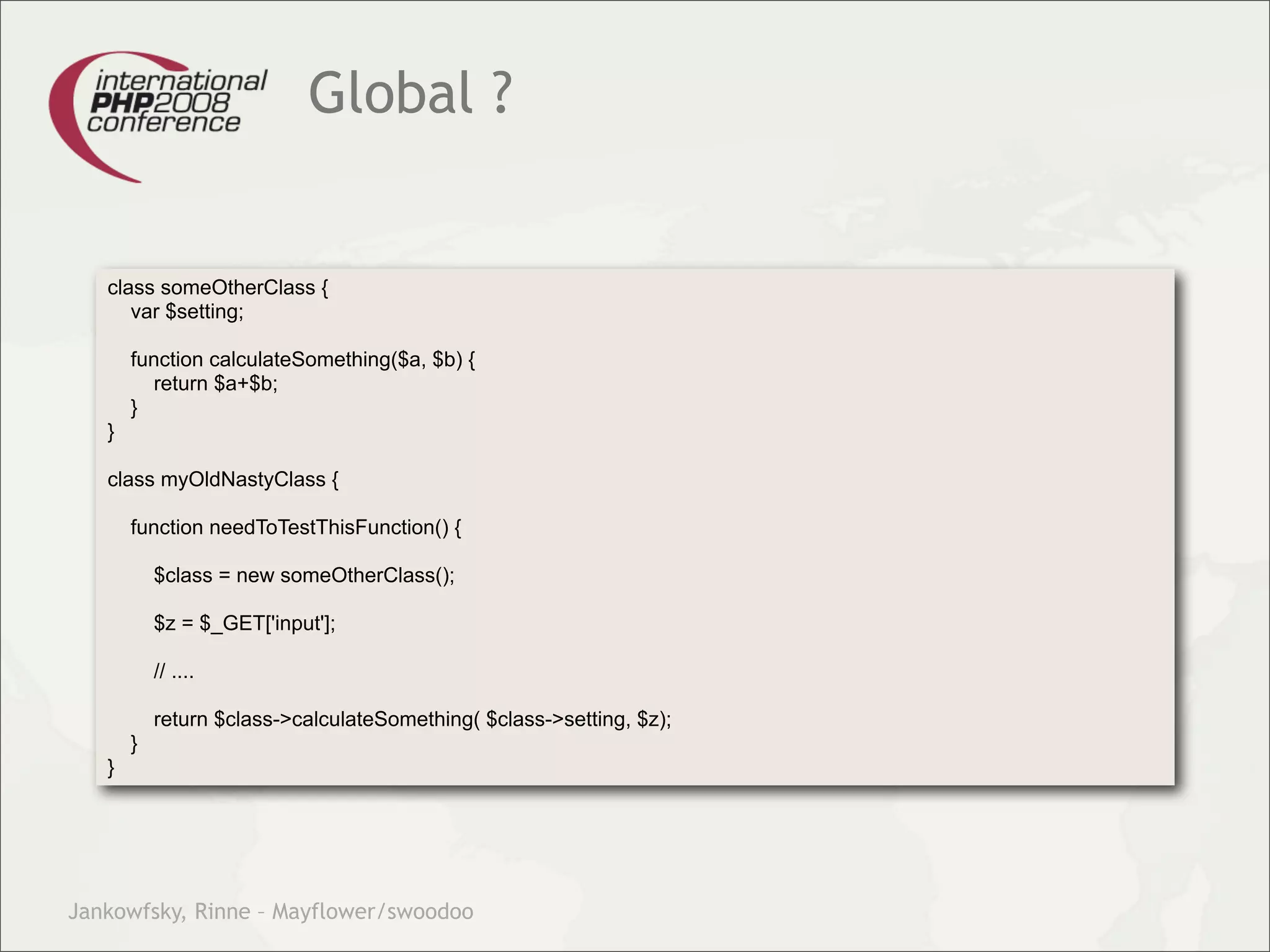 Theory and practice – migrating your legacy code into our modern test driven development world.