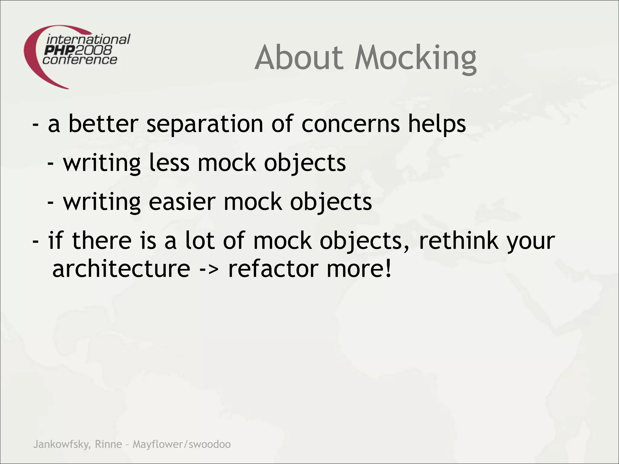 Theory and practice – migrating your legacy code into our modern test driven development world.
