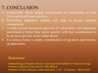 Methodological Framework for Assessing Vulnerability to Climate Change ...