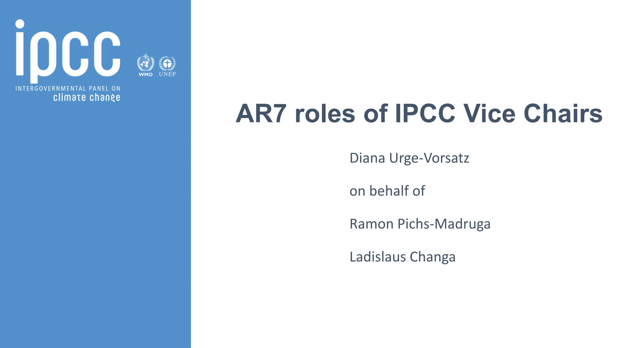 AR7 roles of IPCC Vice Chairs PPT