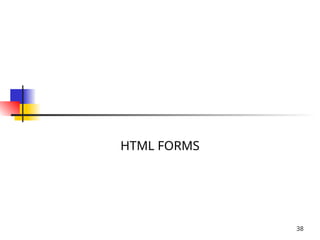 38
HTML FORMS
 