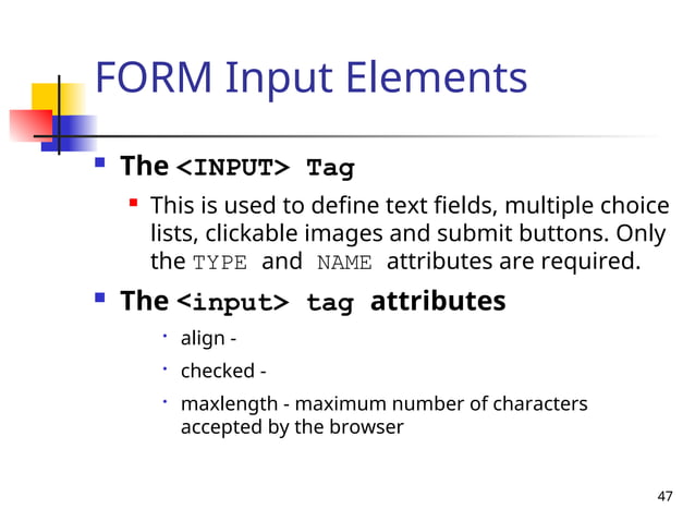 Hyper text markup language with examples | PPT
