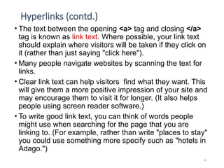 Explain Hyperlink IP Chpter-2- Lecture 4 & 5.pptx internet programing note for computer ...