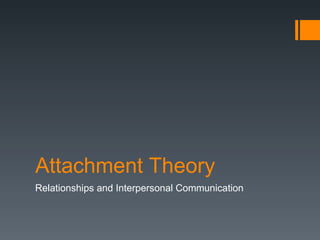 Attachment Theory Relationships and Interpersonal Communication  