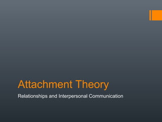Attachment Theory
Relationships and Interpersonal Communication
 