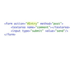 <form action="#Entry" method="post">
    <textarea name="comment"></textarea>
    <input type="submit" value="send"/>
</form>
 