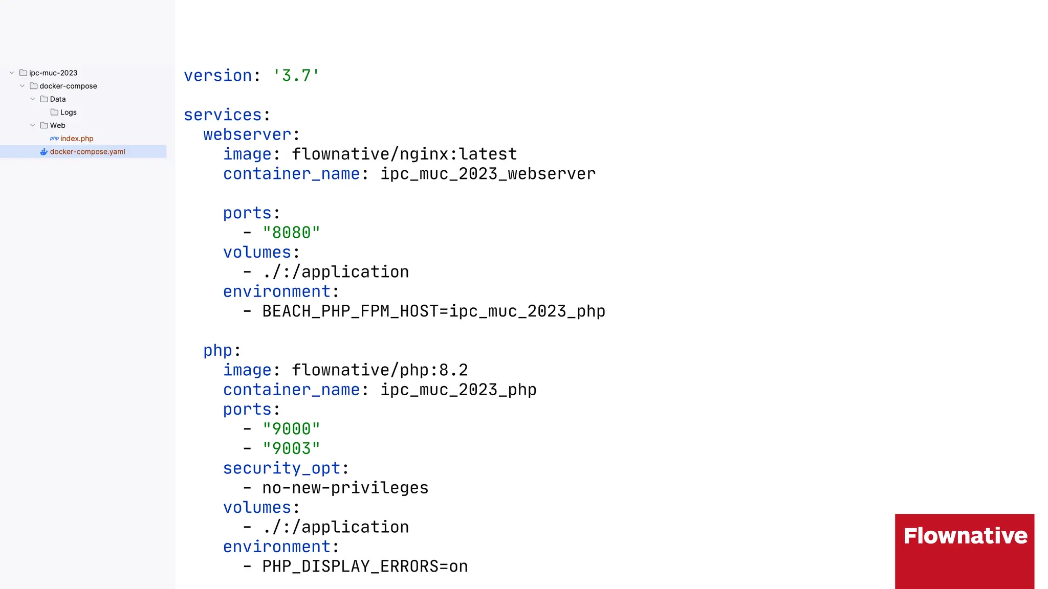 version: '3.7'
services:
webserver:
image: flownative/nginx:latest
container_name: ipc_muc_2023_webserver
ports:
- "8080"
volumes:
- ./:/application
environment:
- BEACH_PHP_FPM_HOST=ipc_muc_2023_php
php:
image: flownative/php:8.2
container_name: ipc_muc_2023_php
ports:
- "9000"
- "9003"
security_opt:
- no-new-privileges
volumes:
- ./:/application
environment:
- PHP_DISPLAY_ERRORS=on
 