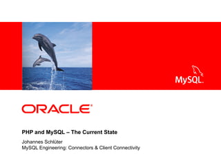 <Insert Picture Here>
PHP and MySQL – The Current State
Johannes Schlüter
MySQL Engineering: Connectors & Client Connectivity
 