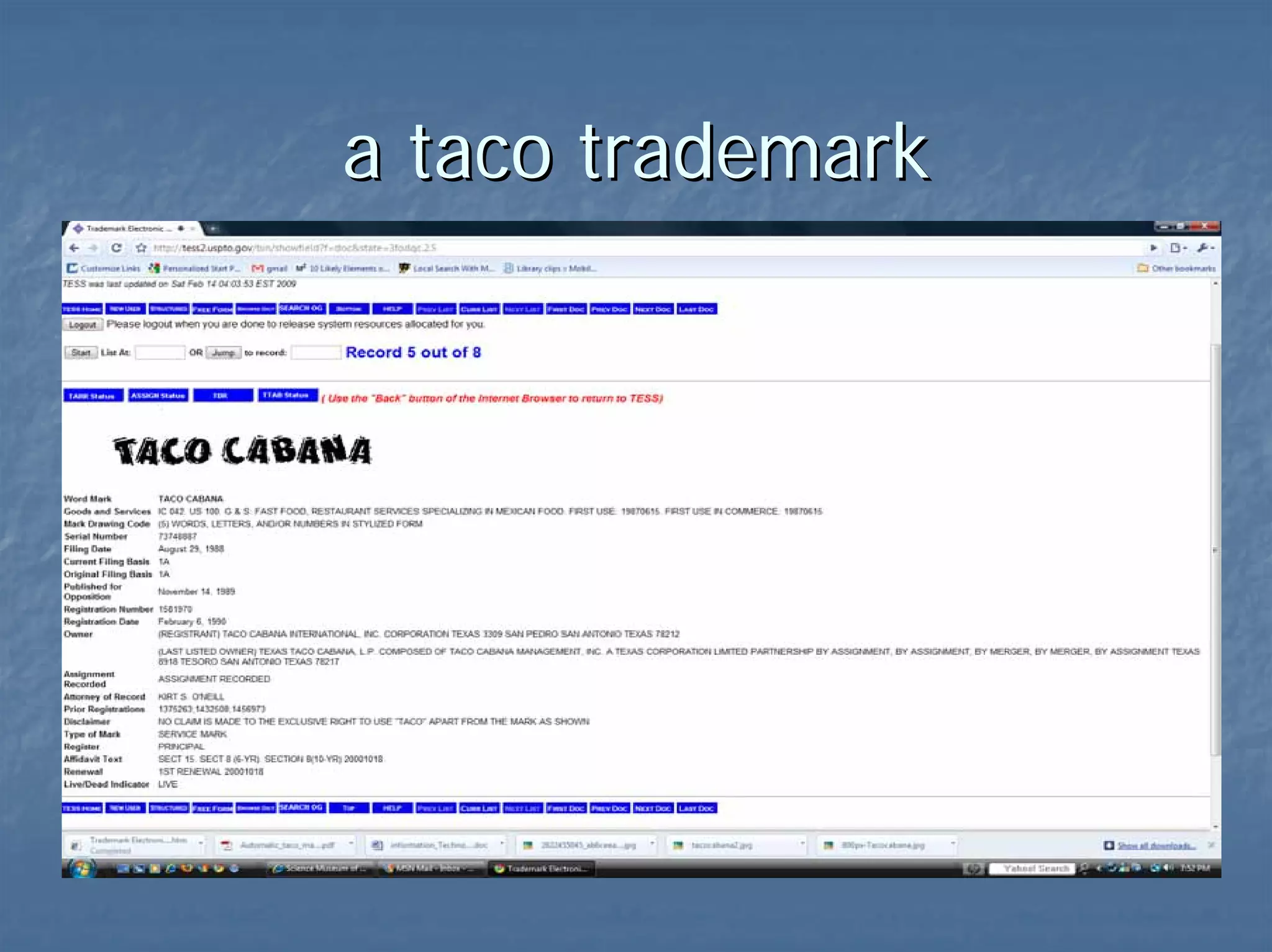 a taco trademark 