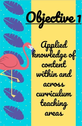 Applied
knowledge of
content
within and
across
curriculum
teaching
areas
Objective 1
 