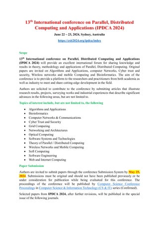 13th International conference on Parallel, Distributed Computing and ...