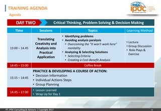 IPDC TRAINING - Creative Problem Solving & Decision Making | PDF
