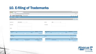 10. E-filing of Trademarks
 