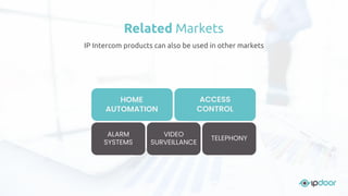 IP Intercom products can also be used in other markets
Related Markets
HOME
AUTOMATION
ACCESS
CONTROL
ALARM
SYSTEMS
TELEPHONY
VIDEO
SURVEILLANCE
 