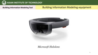 ASIAN INSTITUTE OF TECHNOLOGY
Building Information Modeling Tool Building Information Modeling equipment
Microsoft Hololens
31
 