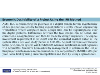 Copyright ©2012 by Pearson Education, Inc.
Upper Saddle River, New Jersey 07458
All rights reserved.
Engineering Economy, Fifteenth Edition
By William G. Sullivan, Elin M. Wicks, and C. Patrick Koelling
 
