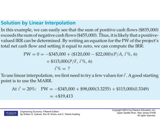 Copyright ©2012 by Pearson Education, Inc.
Upper Saddle River, New Jersey 07458
All rights reserved.
Engineering Economy, Fifteenth Edition
By William G. Sullivan, Elin M. Wicks, and C. Patrick Koelling
 