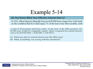 Copyright ©2012 by Pearson Education, Inc.
Upper Saddle River, New Jersey 07458
All rights reserved.
Engineering Economy, Fifteenth Edition
By William G. Sullivan, Elin M. Wicks, and C. Patrick Koelling
Example 5-14
 