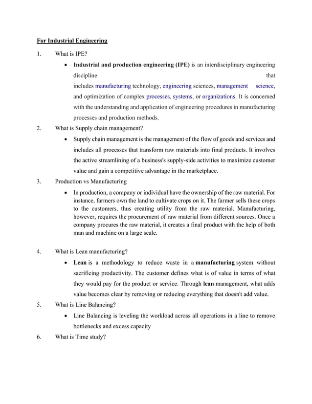 Industrial & production Engineering (IPE) interview question.pdf ...