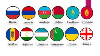 Russia Armenia Azerbaijan Belarus Kazakhstan Kyrgyzstan
Moldova Tajikistan Uzbekistan Turkmenistan Ukraine Georgia
 