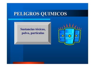 PELIGROS QUIMICOS
Sustancias tóxicas,
polvo, partículas

 