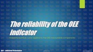 The reliability of the OEE
indicator
iper – Industrial Performance 2015-01-19 joao.leite@iper.pt
Reliability bathtub curve applied to the OEE measurable components
 