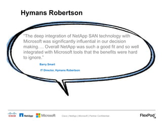 Hymans Robertson

“The deep integration of NetApp SAN technology with
Microsoft was significantly influential in our decis...