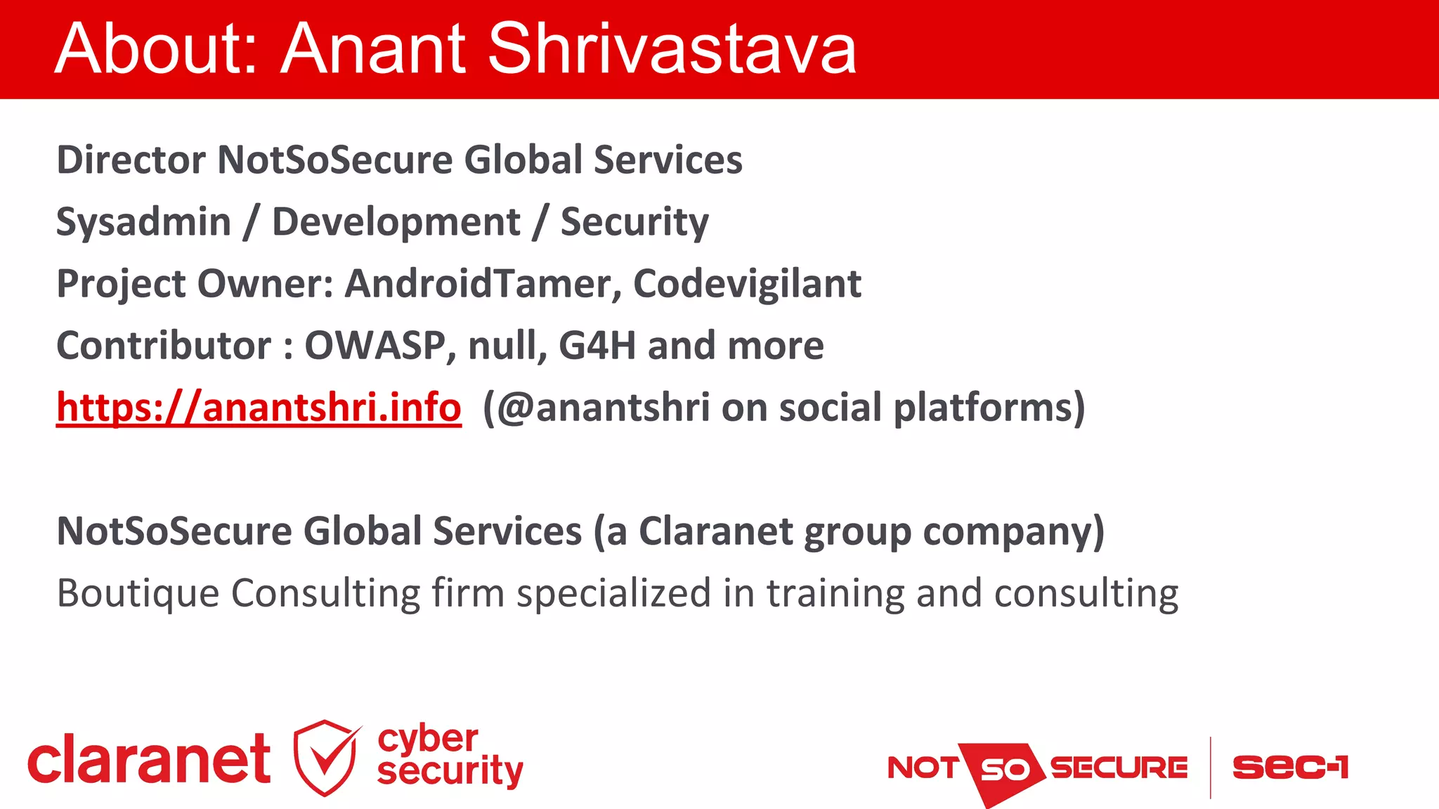 About: Anant Shrivastava
 