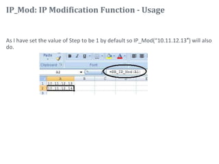 Excel Based IP Functions