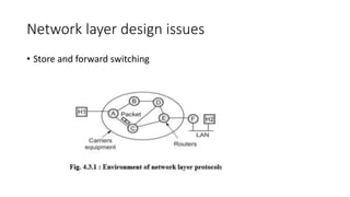 Network layer design issues
• Store and forward switching
 